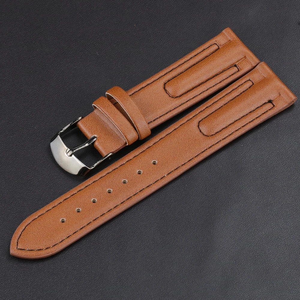 

2020 New 20mm Watch Strap Genuine Watch Band Brown Women Men Unisex Watchband Accessories High Quality Watches Belt SilverBuckle