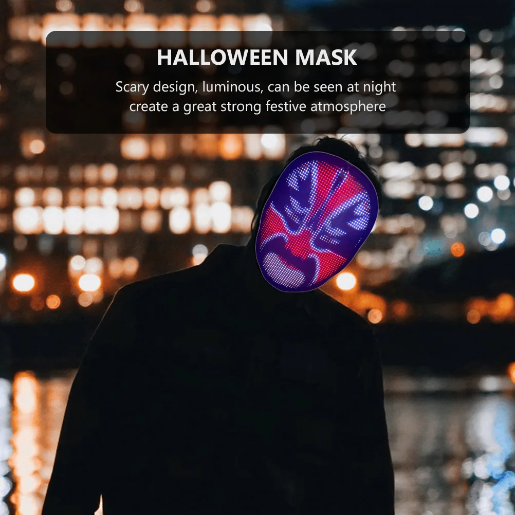 

1 Set Intelligence Horrible LED Mask Halloween Party Bar Mask Halloween Mask Luminous Mask Horror Mask Mobile APP control
