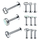 Кольцо для пирсинга женское с титановым опалом G23, ювелирное изделие для прокола губ с цирконом, внутренняя нить на закрепке, Козелка, завитка ушной раковины 16 г, 1 шт.