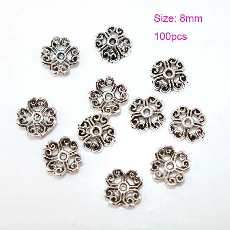 Металлические чашки для бусин с четырьмя сердечками и листьями 8 мм 200 шт./лот