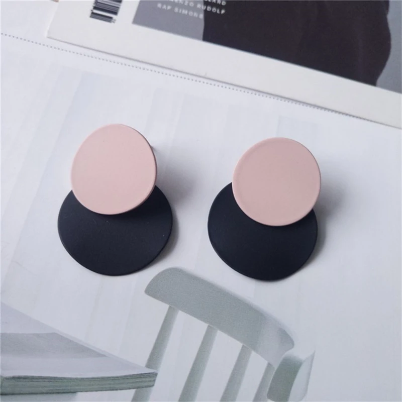 Мода Скраб Геометрическая круглая цвет сшивание корейские серьги-шпильки