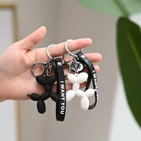 new fashion balloon dog keychain soft rubber pvc cute dog shape keychains mobile phone bag car pendant key ring gifts jewelry