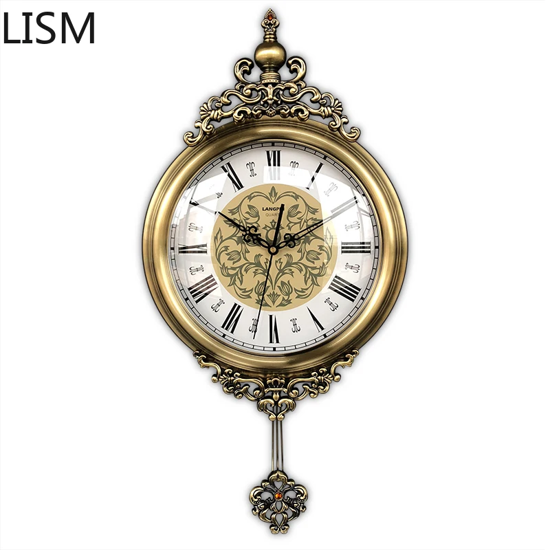 

Living Room Gold Metal Wall Clock Swing Luxury Big Wall Watch Retro Silent Quartz Wall Clocks Modern Design Nordic European 2020