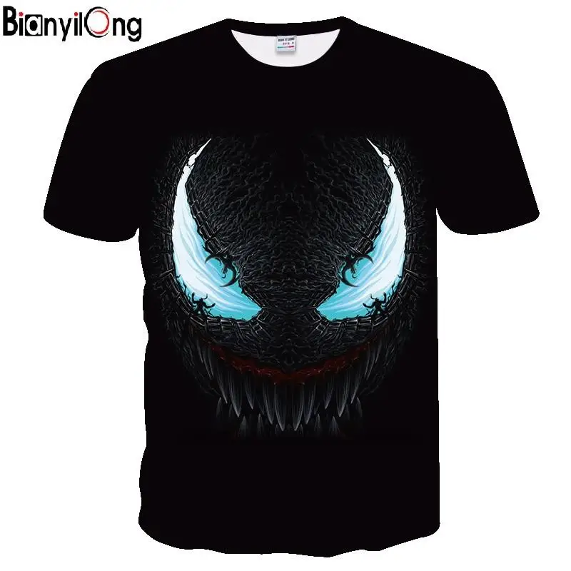 BIANYILONG 2019 новые футболки с 3D принтом Venom мужские повседневные коротким рукавом для