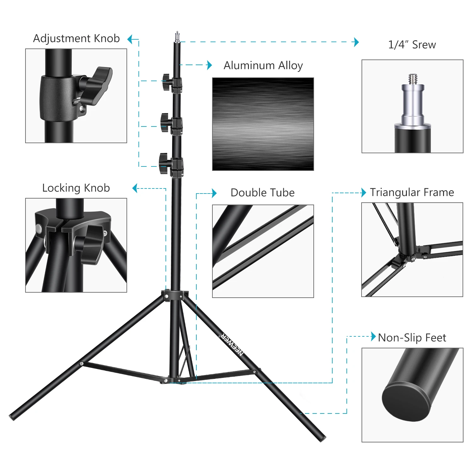 Алюминиевый штатив Neewer для фотосъемки легкая подставка 2 7 8 5 футов/85 260 см