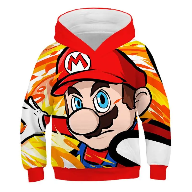Ведущая игра Super Mario Bros. Толстовка с капюшоном с 3d принтом для мальчиков и девочек; модная Забавная детская толстовка с изображением Луиджи Марио