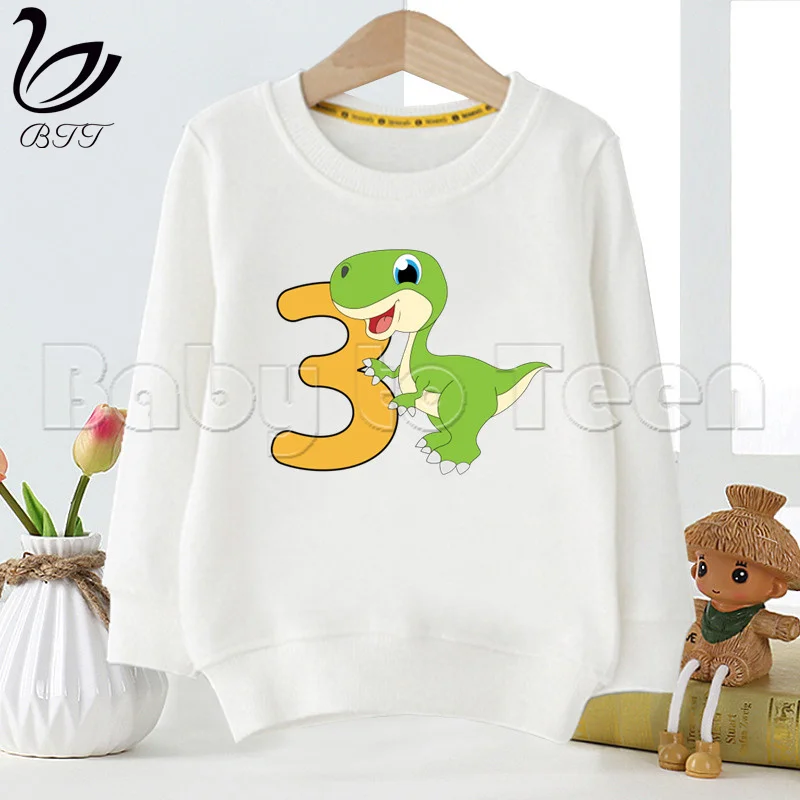 

Dinosaurs Birthday Numbers Cartoon Children Hoodie Cute Print Sweatshirts Kid Clothes Boys Cartoon Hoodies Sweatshirts Clothing