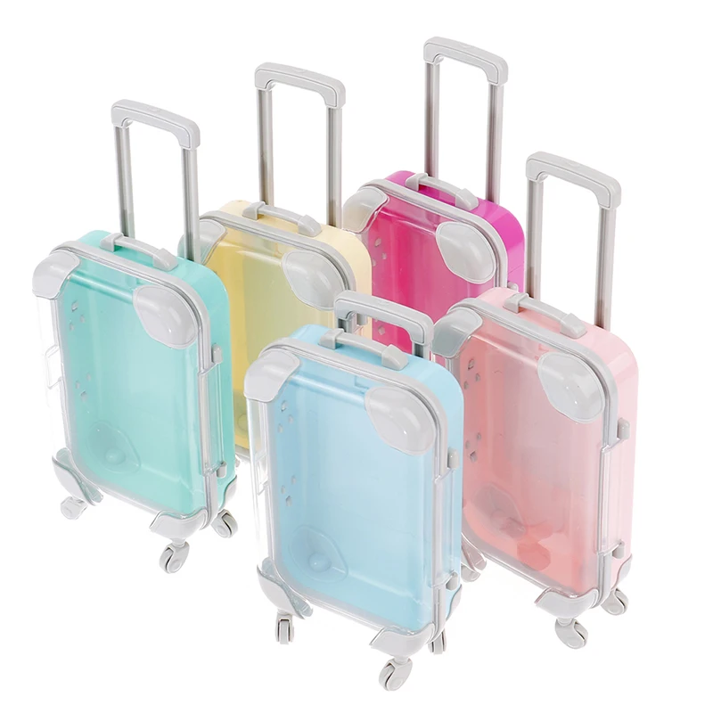 

1PC Mini Solid Color Transparent Cover Suitcase Trunk For 18inch Doll Accessories Toys Doll Suitcase