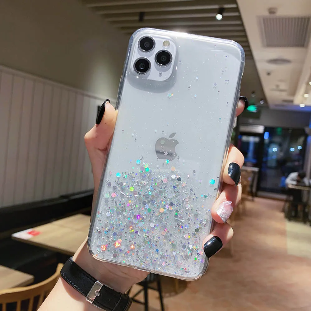 Роскошный lovecom блеск Bling Star блестки чехол для iPhone 11 Pro Max XR XS Max 6 6S 7 8 Plus X прозрачный мягкий чехол на заднюю панель телефона - Цвет: h