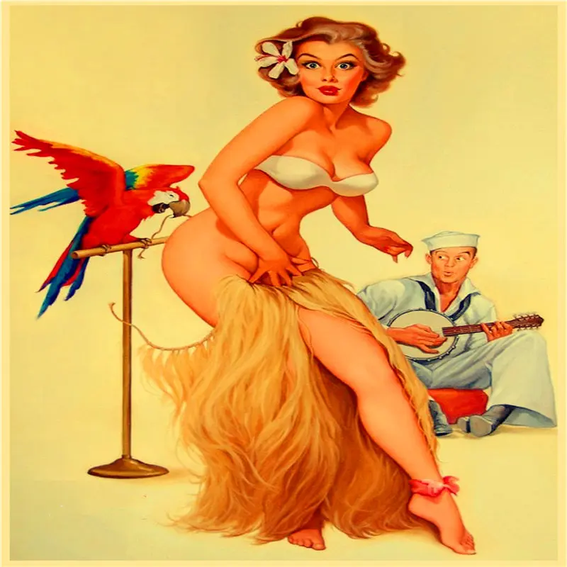 

Home wall art decoration painting European and American sexy girl nude art retro style decoration poster canvas material