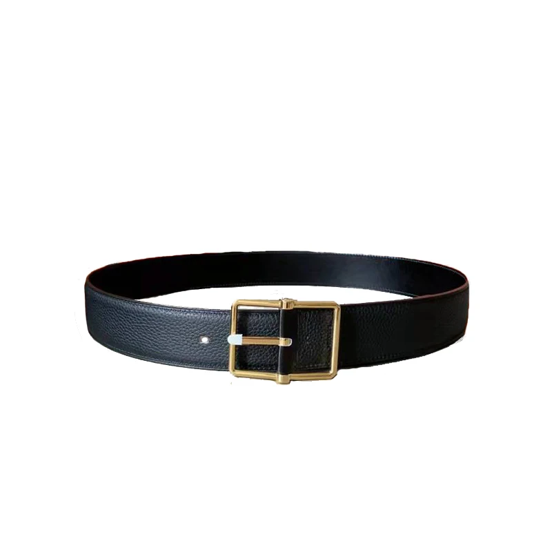 

Luxury Togo Cowhide Leather Buckle Belt Men Classical Suits Accessory for Business Gentlemen Double Face Reversible Solid Color