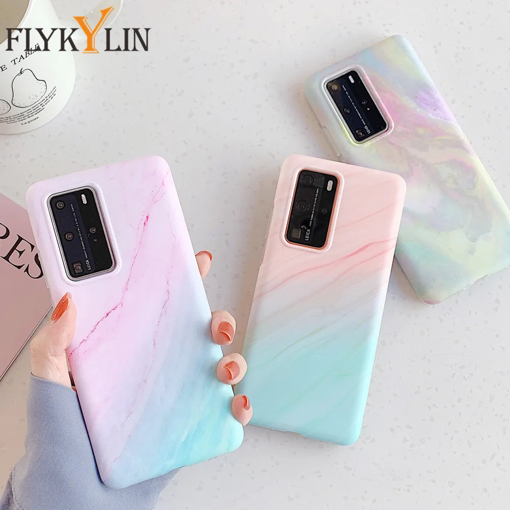 FLYKYLIN классический Радужный мраморный чехол с градиентом для телефона Huawei P40 Lite Pro