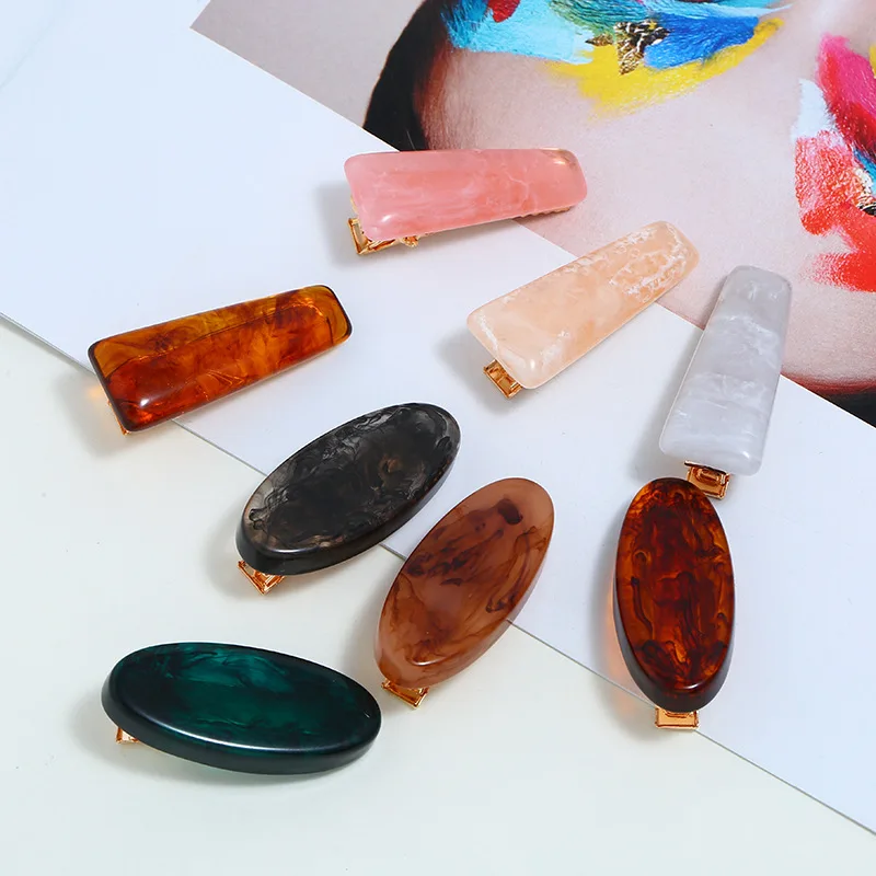 Заколка для волос женская маленькая прямоугольная милый зажим из ацетата с