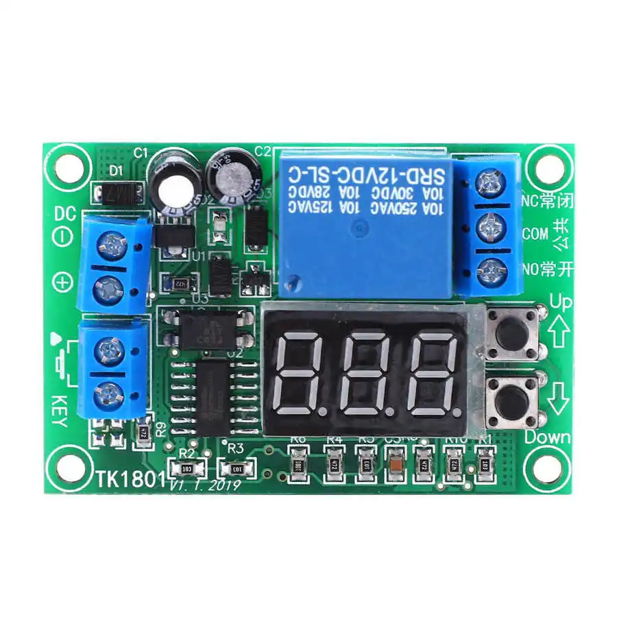 TK1801 релейный модуль времени с 3 значной задержкой 12 В постоянного тока 0 5 Вт