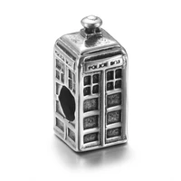 stainless steel police box bead 5mm hole metal european beads bracelet charms supplies for diy jewelry making accessories