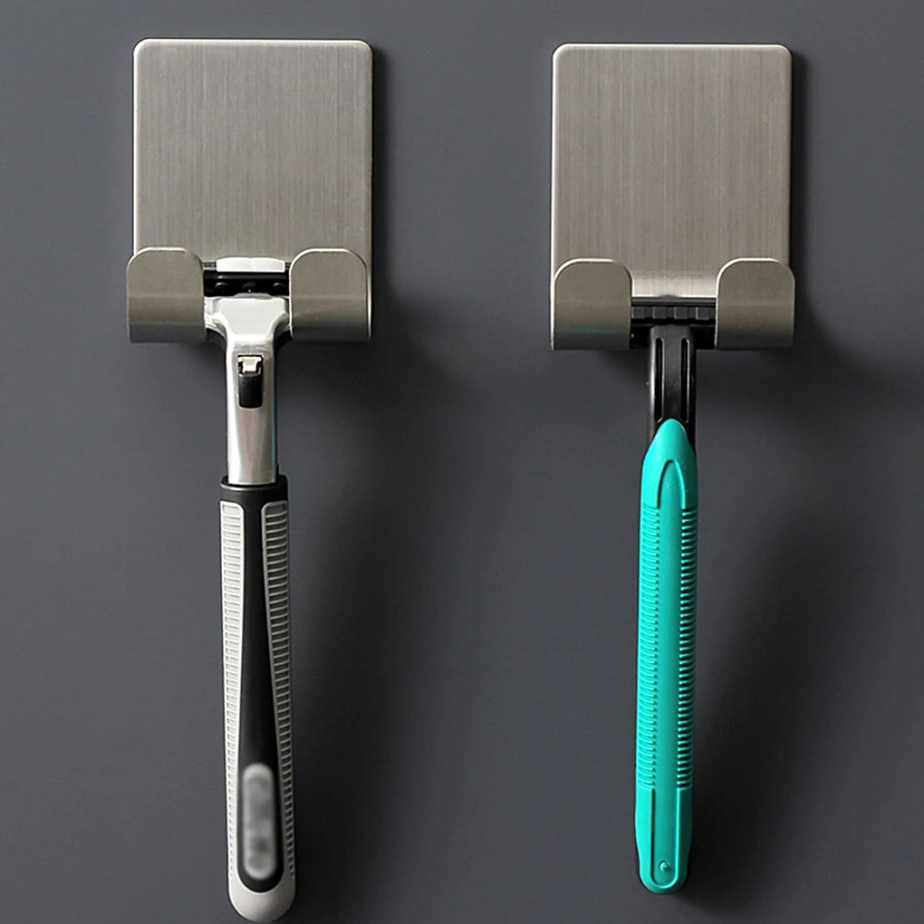 

2 Pieces Stainless Steel Hooks Self Adhesive Door Wall Mount Shaver Hangers Bathroom Loofah Sponge Holders Organizer