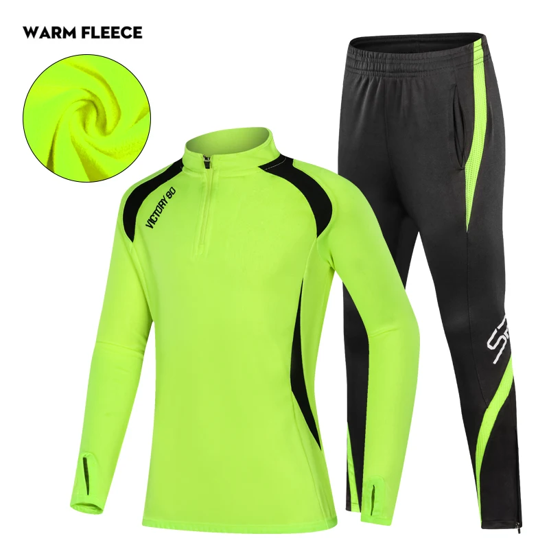 neon warm fleece Зимняя Молодежная Спортивная одежда для баскетбола, футбола, бега, одежда для бега, длинные штаны, теплая спортивная куртка для фитнеса, пальто на молнии, футбольные рубашки - Цвет: neon warm fleece