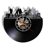 rock band on stage black white wall art clock vintage vinyl record clock music band live music studio decor music lover gift