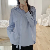 hzirip 2021 new spring autumn ol elegant lapel formal shirt women solid blouses tops loose long sleeve work wear woman clothes