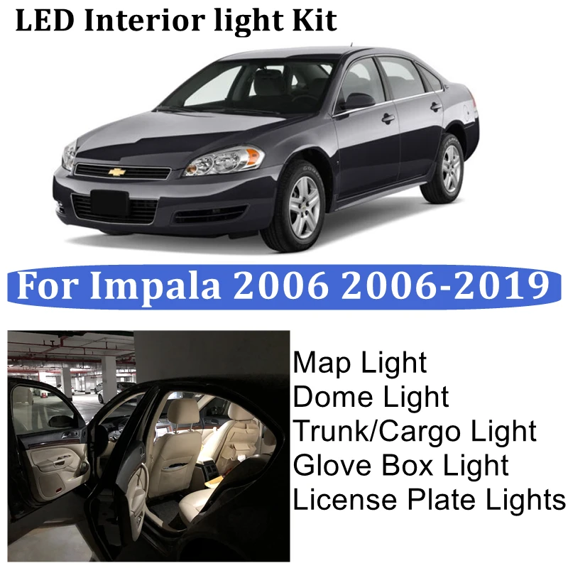 

Для 2006-2019 Chevrolet Chevy Impala автомобильные аксессуары Canbus без ошибок светодиодный интерьер чтение Карта Купол номерной знак светильник