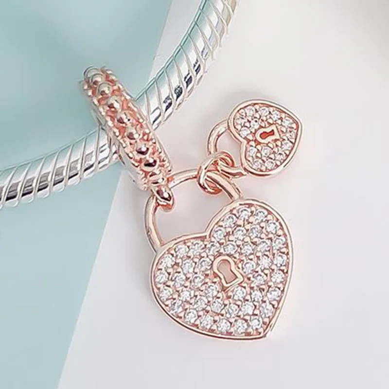 

100% 925 Sterling Silver Charm Creative Love Lock Pendant Fit Pandora Women Bracelet & Necklace Diy Jewelry