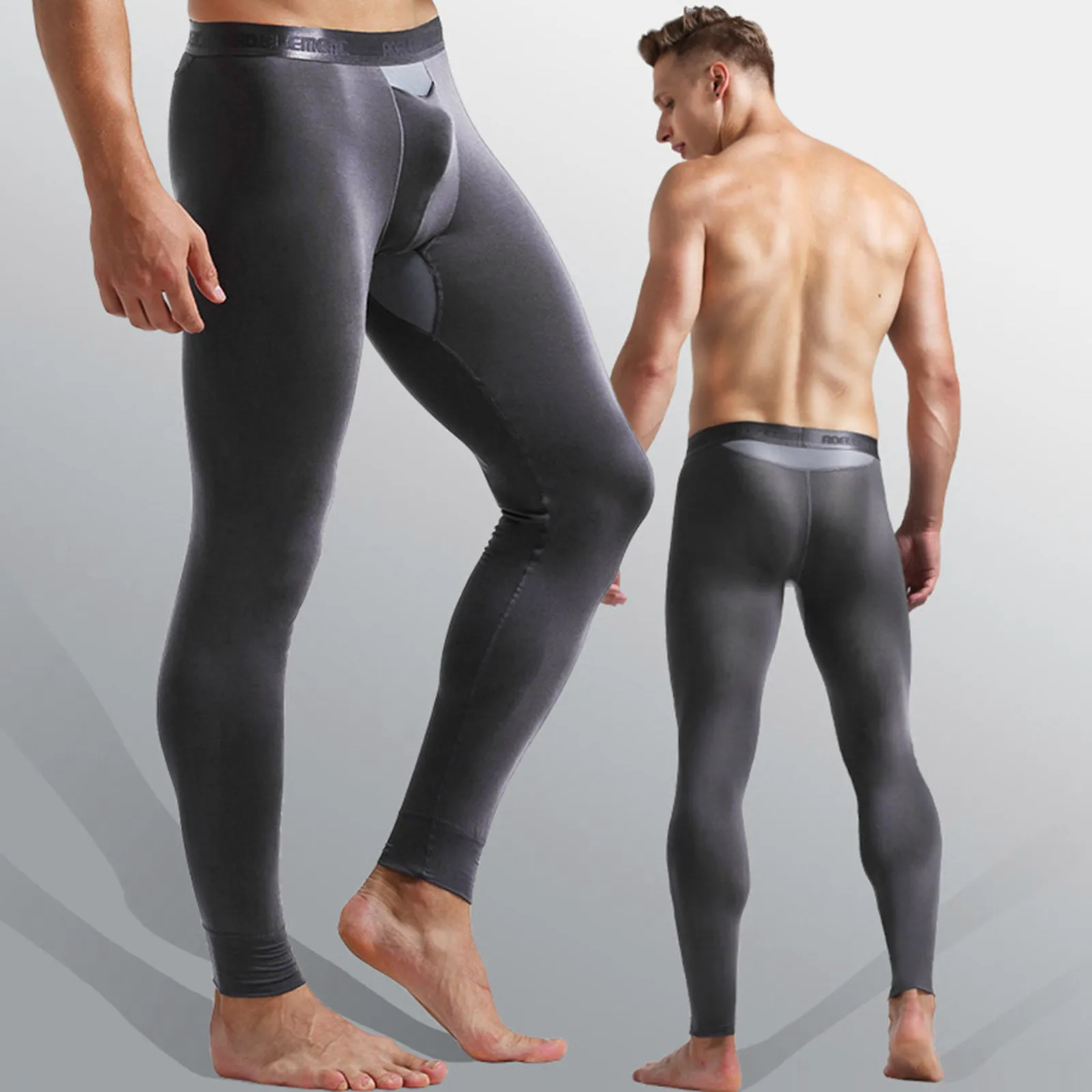 

Men's Long Johns Sexy U Convex Penis Pouch Leggings Tight Underwear Men Home Sheer Lounge Pants Gay Sleepwear Thermal Underpants