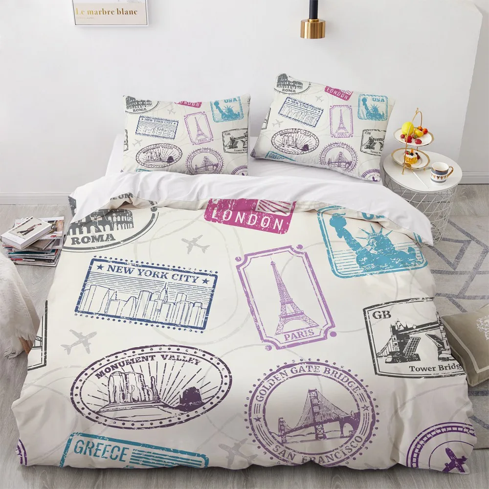 

American 3D Bedding Sets Gray Quilt Covers Pillow Shams Duvet Cover Sets Bed Linens Queen Full Twin Size Nordic Design
