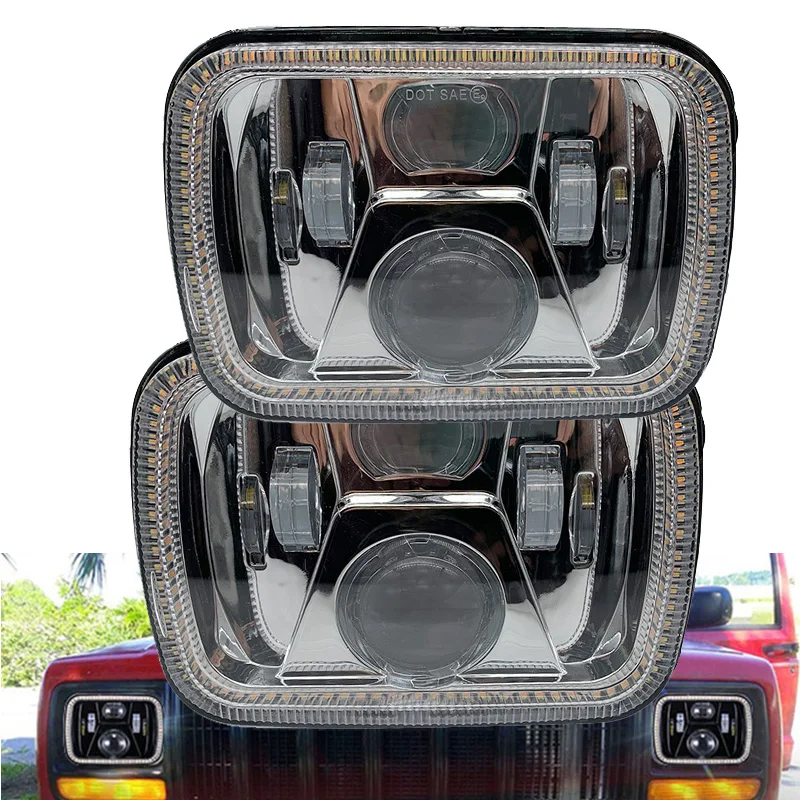 2 шт. 7X6 квадратные фары Halo ангельские глазки DRL для Jeep Wrangler YJ XJ Truck FLD 50 60 70 80 Firebird Celica