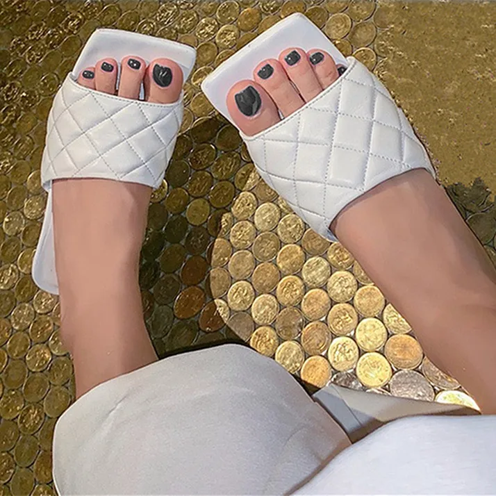 

Ollymurs Women Roman Sandals Brand Pumps Shoes Square Toe High Heels Open Toe Trend Women Slippers Outside Slides