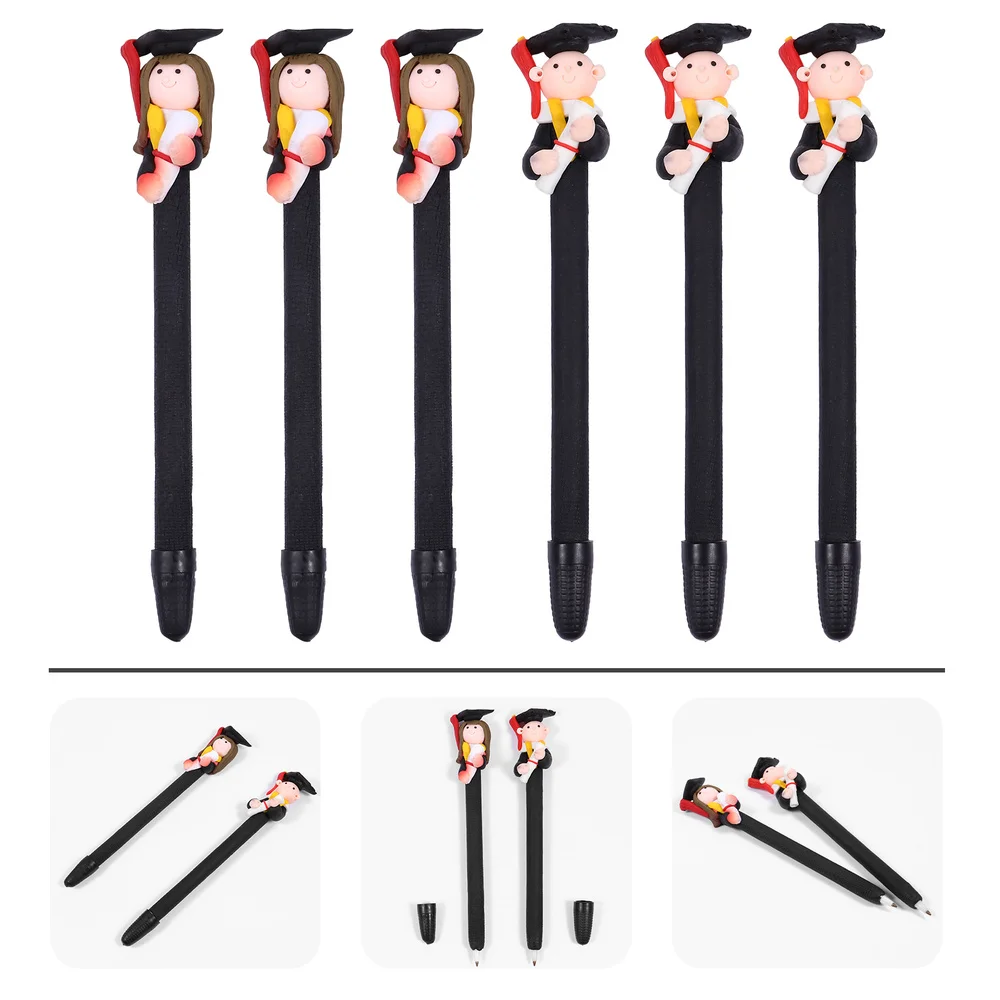 

6pcs Students Polymer Clay Pens Funny Stationery Doctoral Students Writing Pens