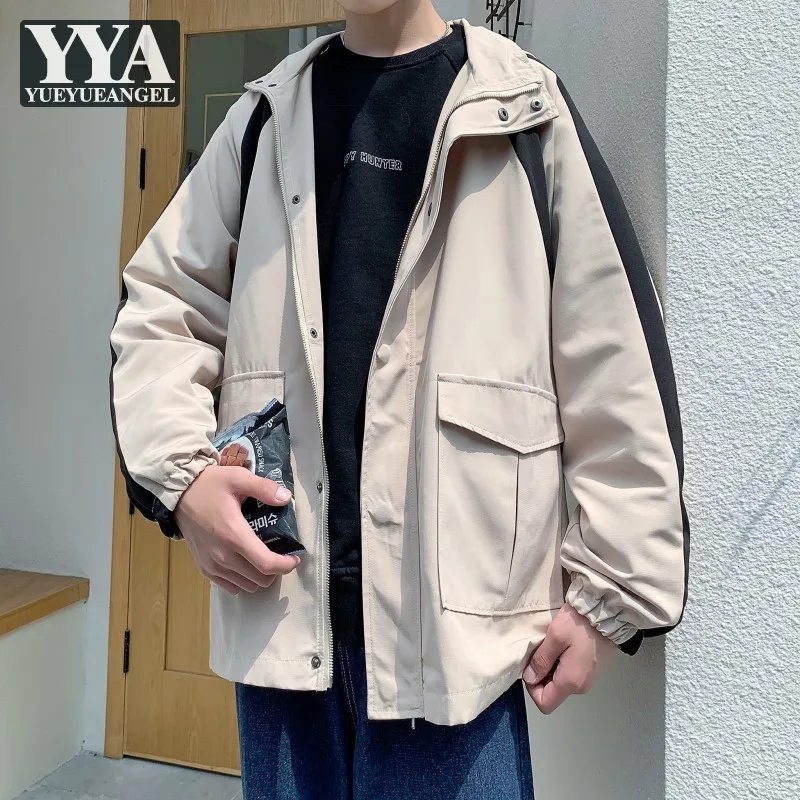 

Повседневная мужская Свободная куртка с капюшоном в стиле Харадзюку, верхняя одежда в стиле бойфренда, модные уличные топы, Разноцветные по...