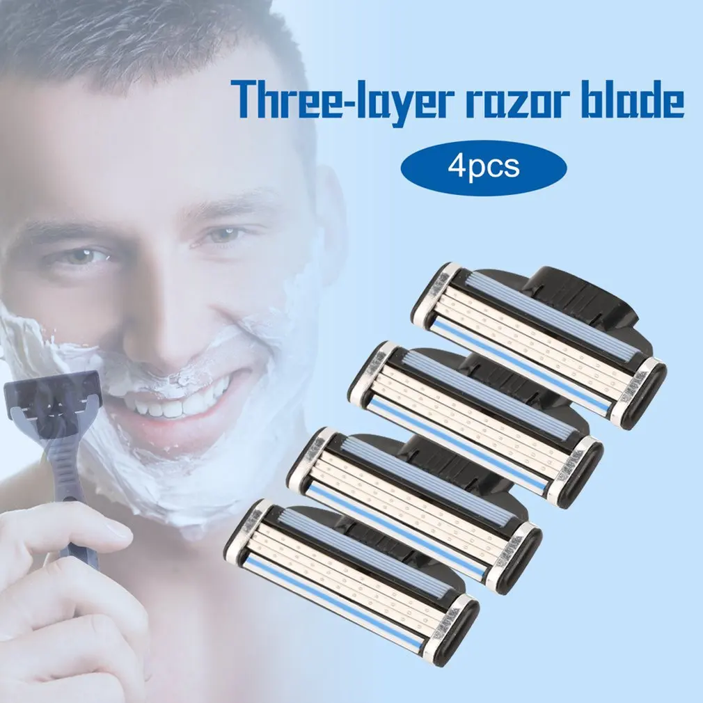 

4pcs/lot Men's shaving razor blades shaving 3 layers shaving blade Cassette for mache 3 Hair Removal Accessories
