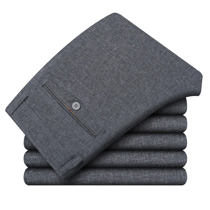 Брюки мужские классические прямые хлопковые свободные деловые штаны костюм для