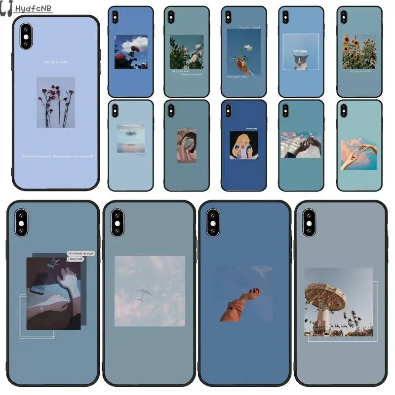 Синий Розовый эстетика песни лирика эстетический чехол для телефона iPhone 11 pro XS MAX 8