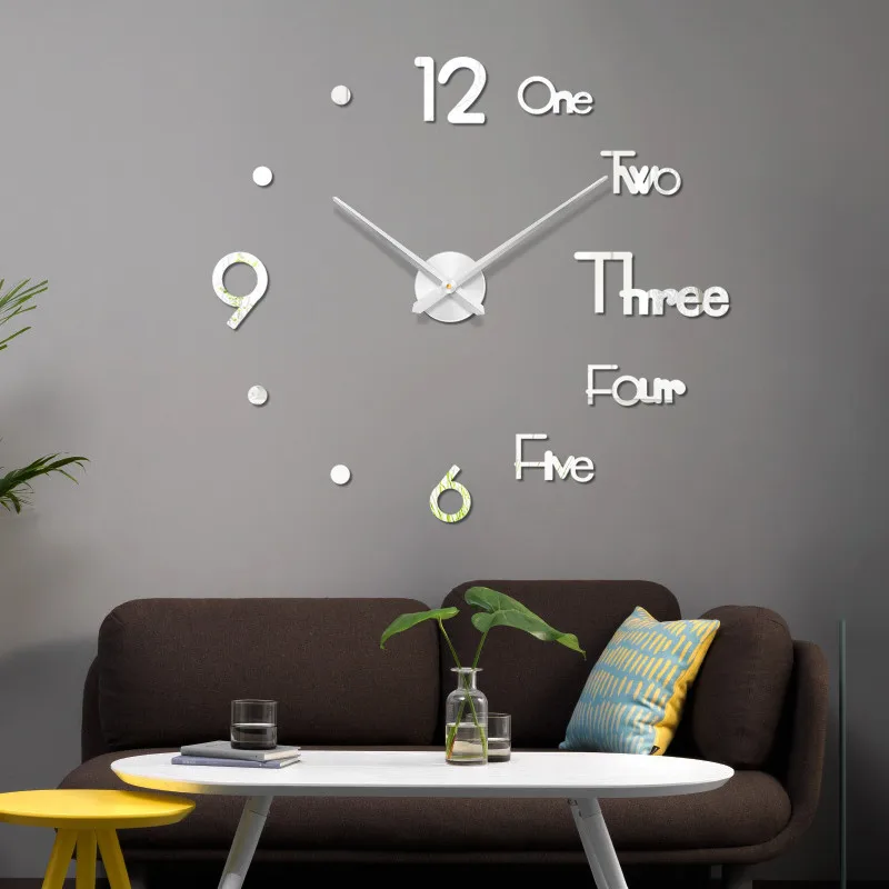 

3D Big Mirror Wall Clock Brief Diy Quartz Watch Large 47inch Wall Clock Modern Design Luxury Modern Art 3D Wall Clock Home Decor
