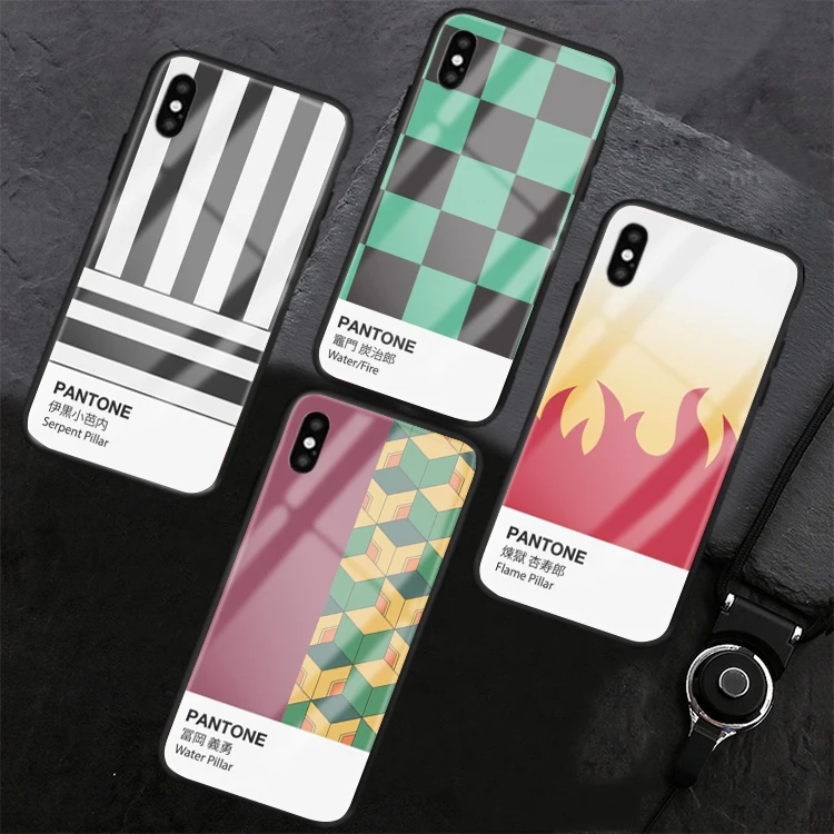 Черный стеклянный чехол для телефона Kamado Nezuko Kimetsu no Yaiba Demon Slayer Pantone iphone 6/6s 7 7plus X XS i11