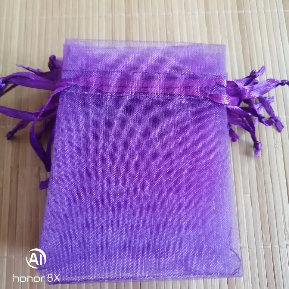 100 шт. фиолетовые мешки из органзы сетчатый мешок на шнурке мешочки для упаковки