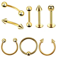8pcs sets stainless steel anti allergy eyebrow nail lip nail nasal nail ring nose ring earring personality body piercing jewelry
