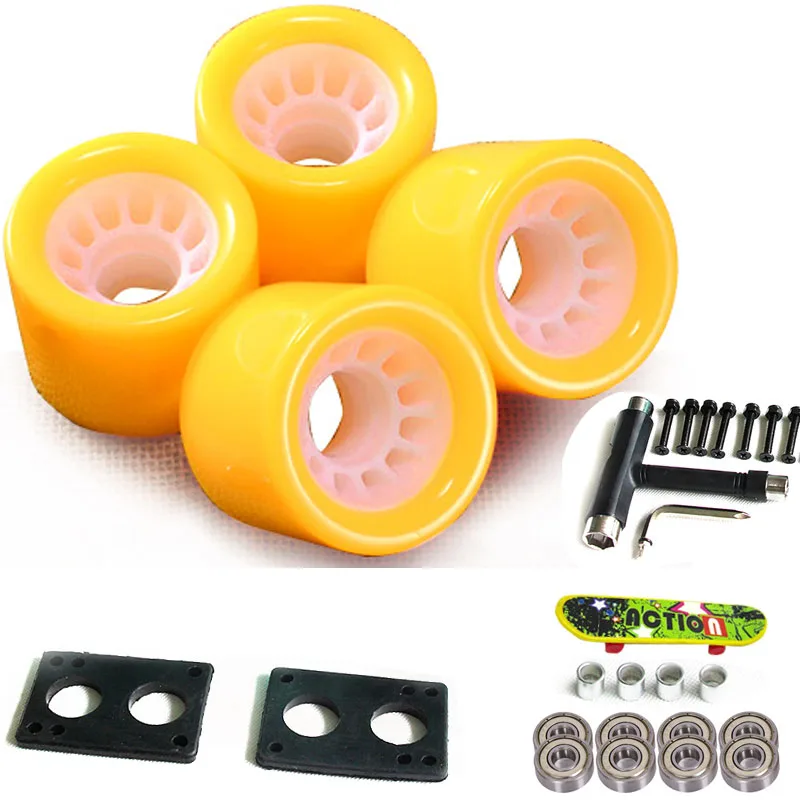

New Arrival 70mm 78A PU Skateboard longboard wheels with Riserpad And Bearing Bolts Screws Free Shipping