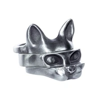 fashion silver color 3pc cat rings set for women mens cute cat head engagement wedding ring xmas gifts party rings jewelry