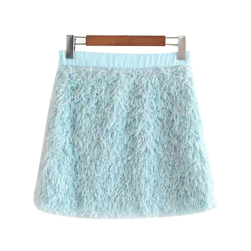 Комплект из двух предметов женские топы с перьями Модный женский комплект синей