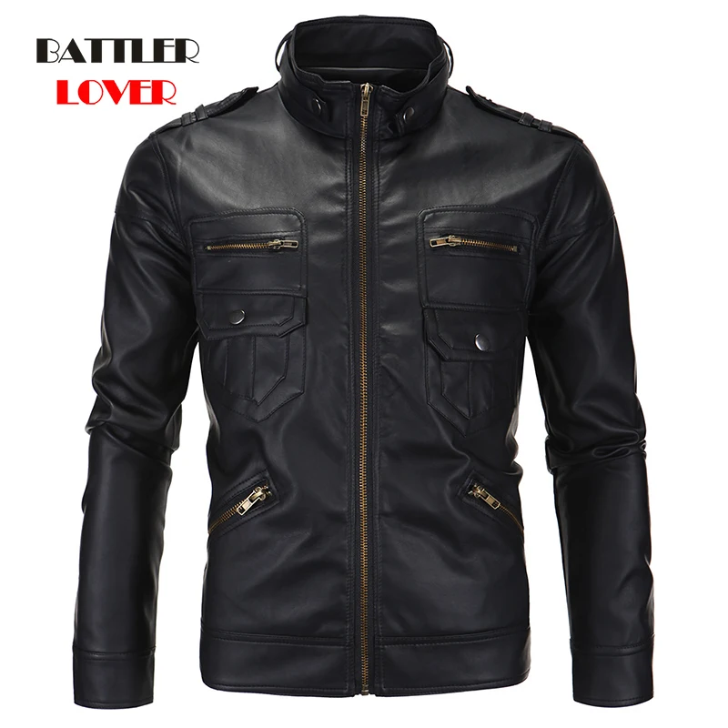 

Vintage Leather Jacket For Men 2021 Spring Autumn Windbreaker Windproof Outwear Clothing Male Biker Motorcycle Jacket Overcoat