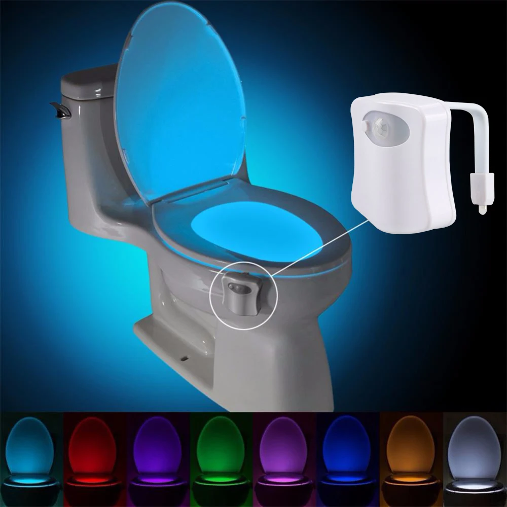 

PIR Motion Sensor Toilet Seat Night Light 8/16 Colors Waterproof Backlight For Toilet Bowl LED Luminaria Lamp WC Toilet Light