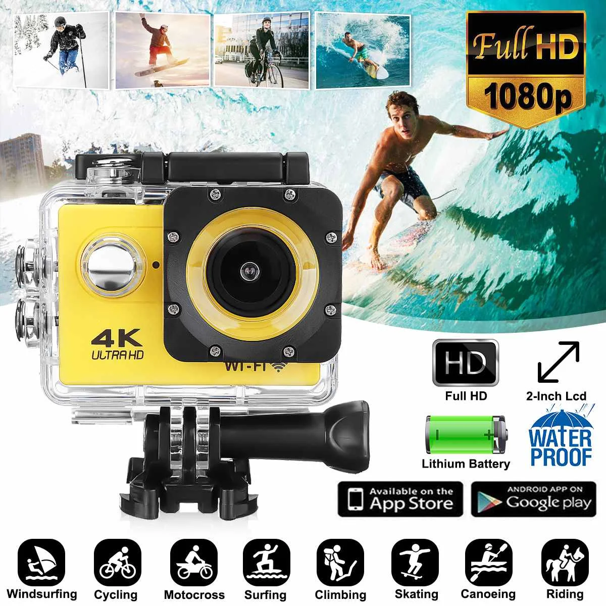 

New 4K HD1080p WiFi Action Camera Native Sport Camera with EIS Gyroscope Dual Anti Shake View Angle 30m Waterproof Camera