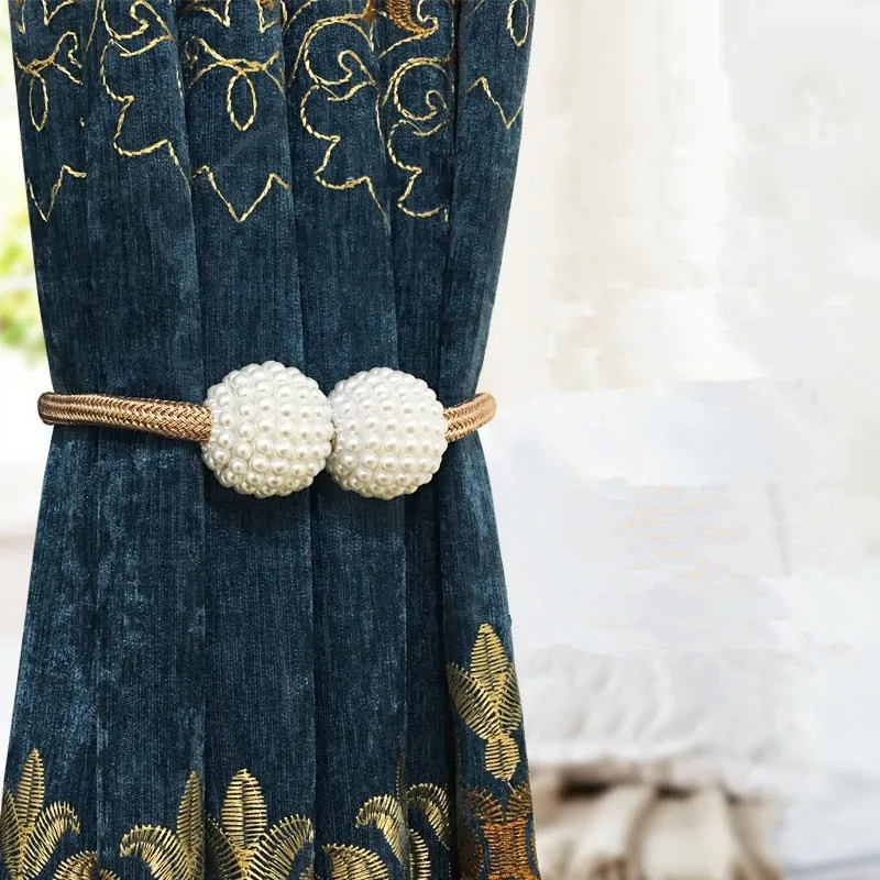 1 Магнитный жемчужный зажим для штор держатели зажимы подвесная шариковая Пряжка