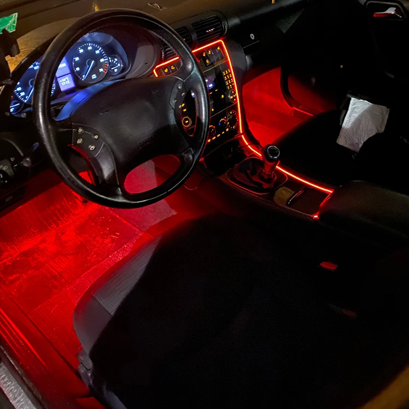 

Ambient Led Light Guide Car Interior Rgb Remote Led Guiding Light Control Fiber Auto Foot Center Console Door Decorative Lights
