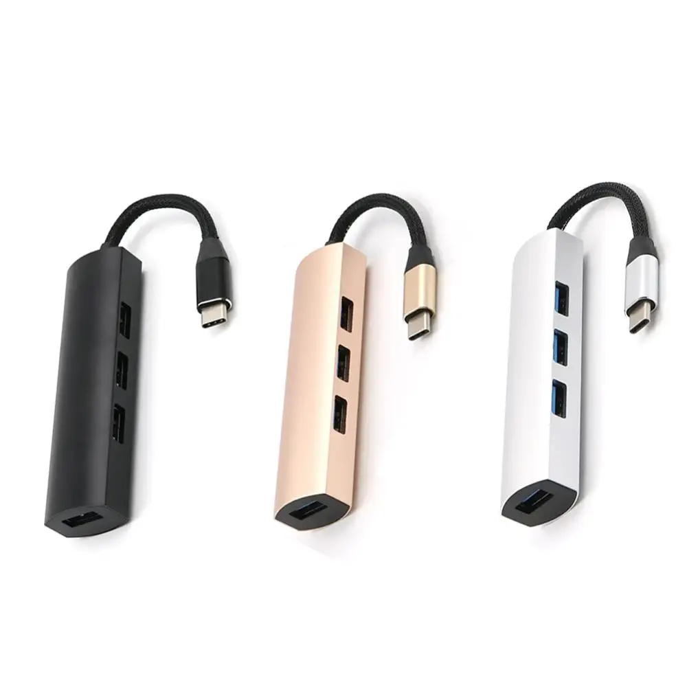 High speed 4 Ports Aluminum USB HUB Type C/USB 3.0 Splitter USB-C Adapter for Macbook Pro Air Surface pro 6 Huawei matebook Hub |