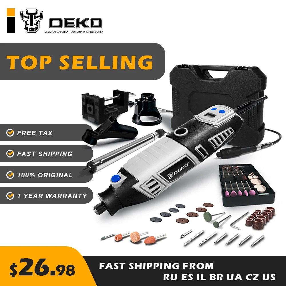 DEKO GJ201 вращающийся инструмент с переменной скоростью ЖК дисплей стиль Dremel гравер