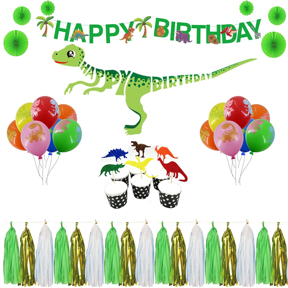 Тематические украшения в виде динозавра для первого дня рождения искусственный