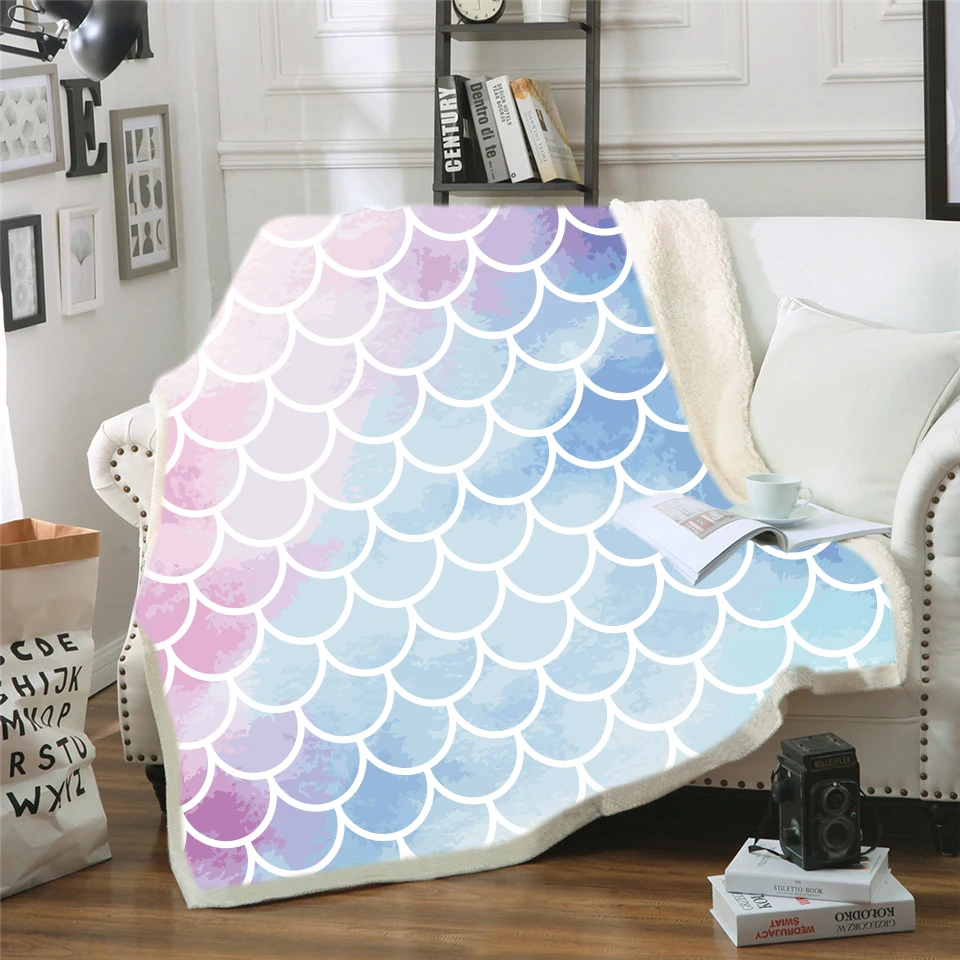 Цветочный шерпа одеяло рыбья чешуя покрывало любовь и мир Бархатные плюшевые